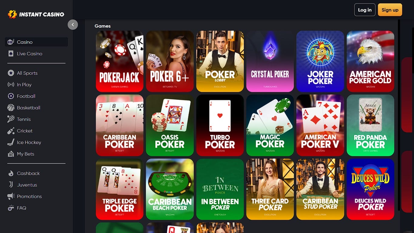 Poker online no Instant Casino