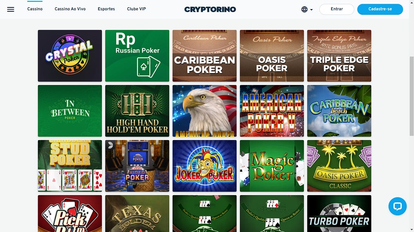 Melhores jogos de poker online no Cryptorino