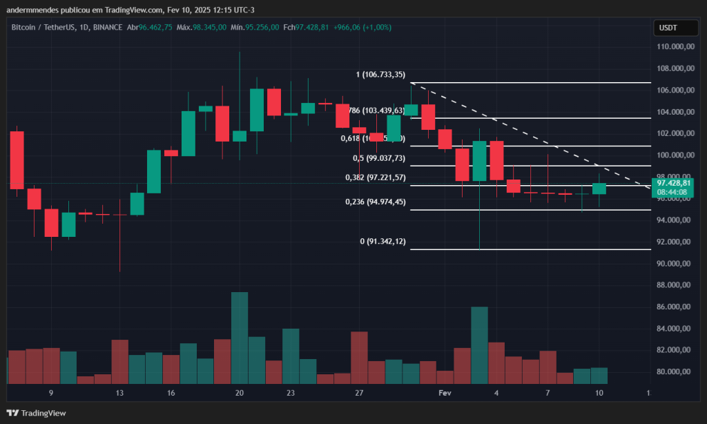 Gráfico do Bitcoin (BTC) no TradingView