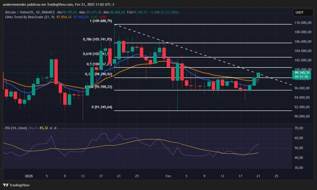 Gráfico do Bitcoin (BTC) no TradingView