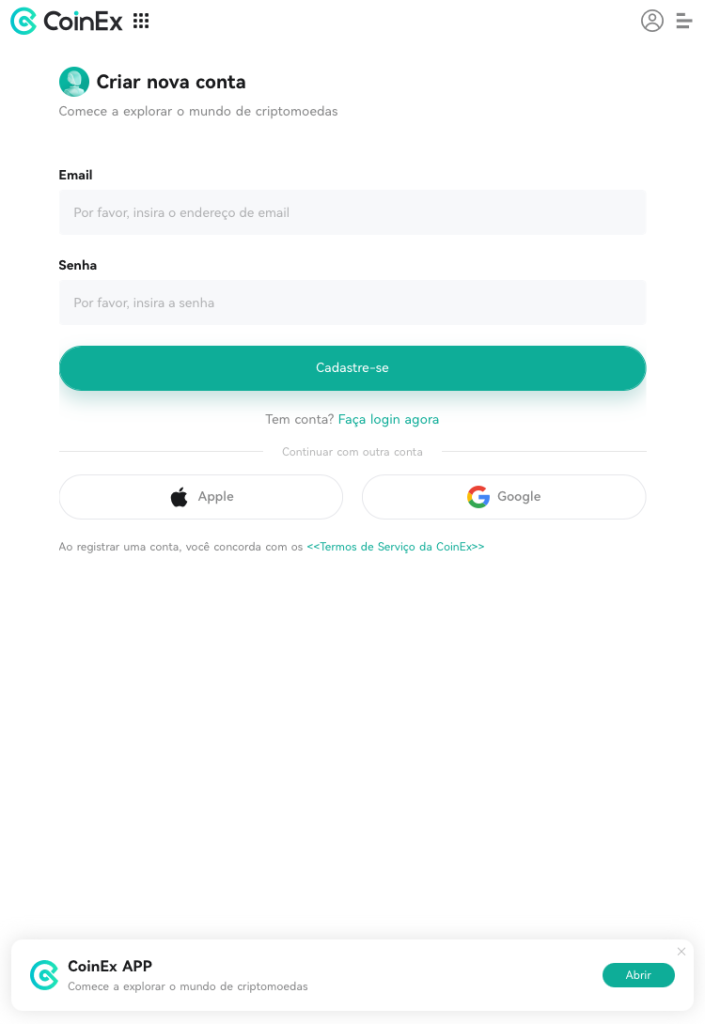 CoinEx - Abra uma conta para negociar no mercado de futuros