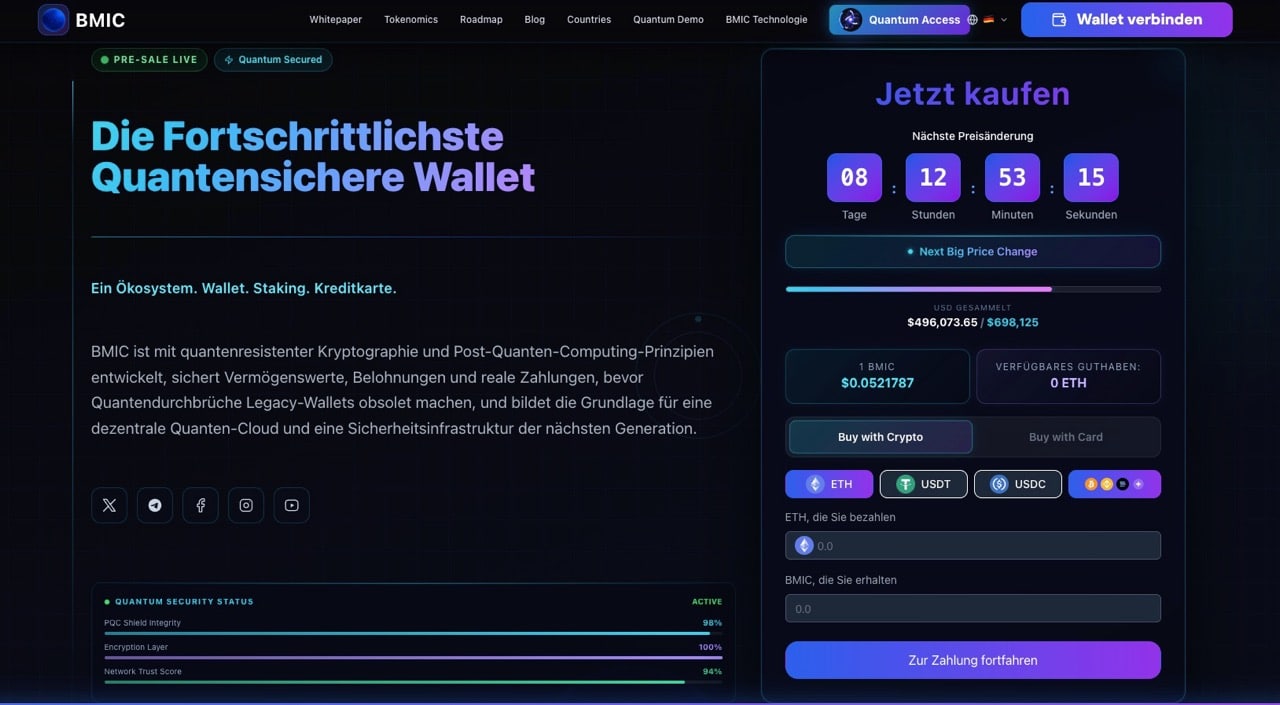 BMIC Presale Webseite