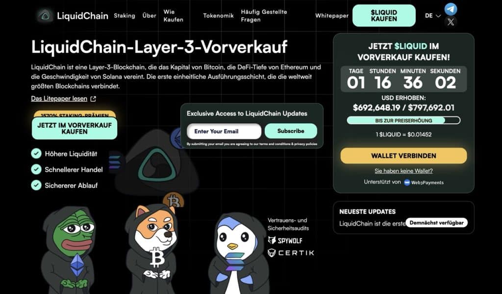 LiquidChain Presale neue Startseite