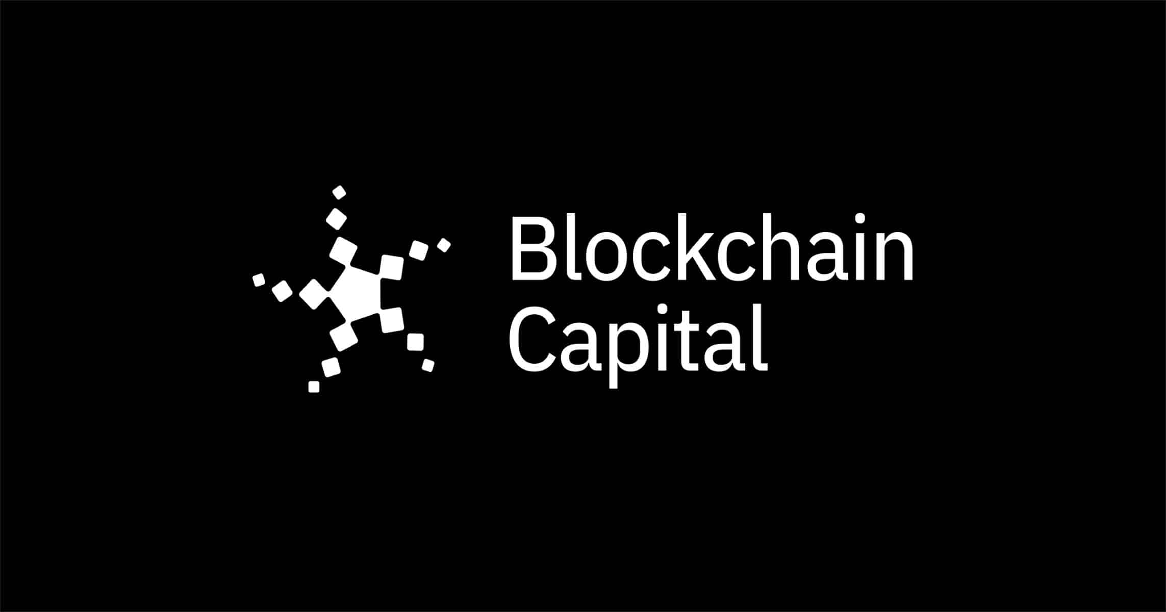 Blockchain Capital logo with pixelated star design on black background.