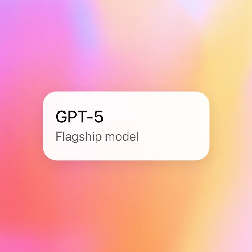 Text label 'GPT-5 Flagship model' on a colorful gradient background.