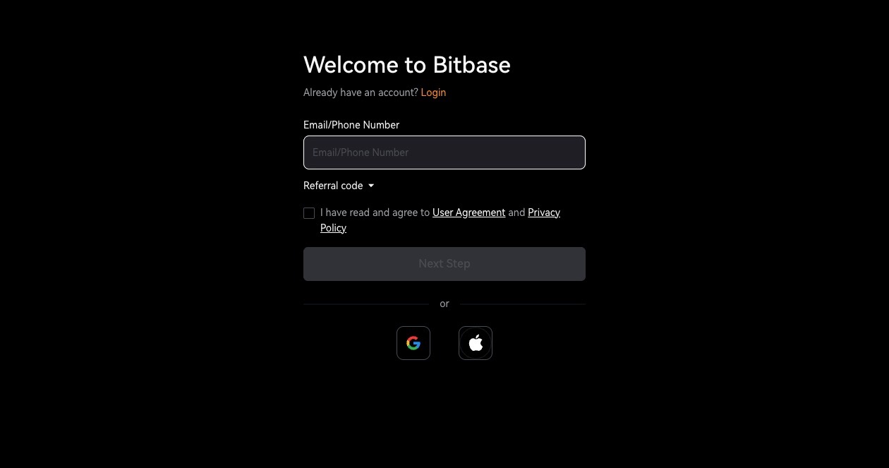 Bitbase Anmeldung