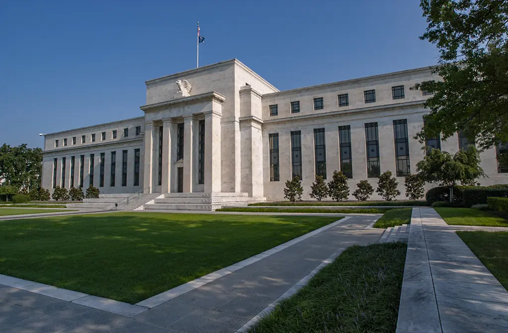 Exterior view of the Eccles Building, the headquarters of the Federal Reserve in Washington, D.C.