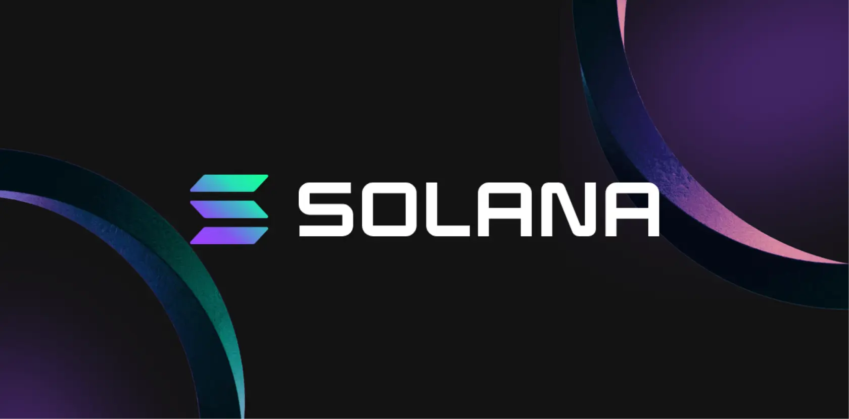 Solana blockchain logo with a stylized S symbol and white text on a dark purple background
