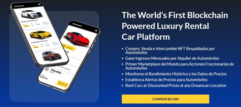 Dreamcars es una plataforma que ofrece propiedad fraccionada de coches de lujo como NFTs