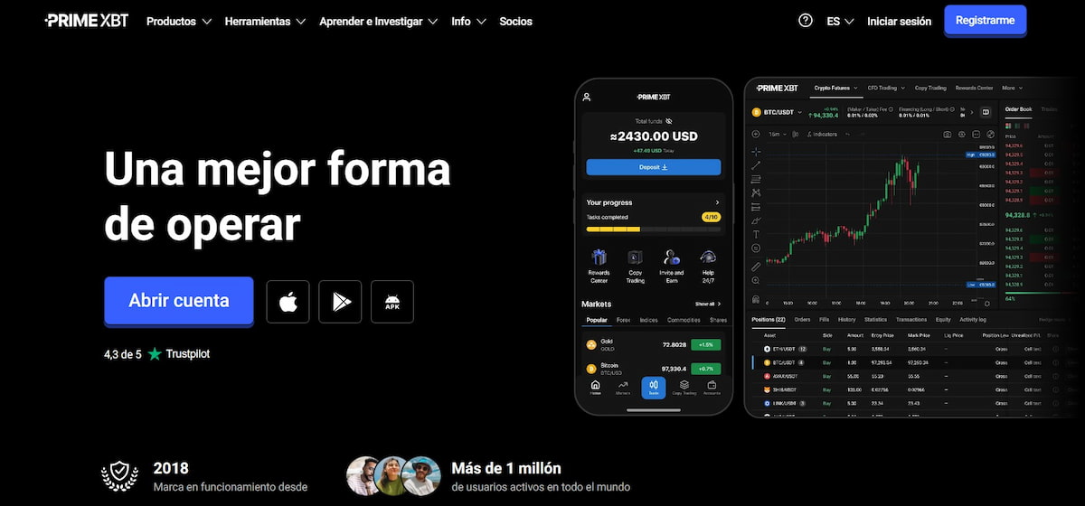 En el número 8 del mejor exchange de criptomonedas: Prime XBT