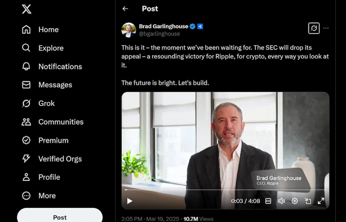 Ripple precio predicción: Brad Garlinghouse muestra su entusiasmo en las redes sociales