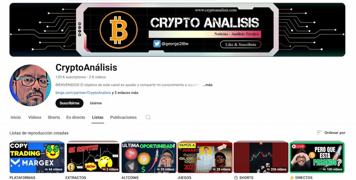 Análisis en YouTube sobre criptomonedas