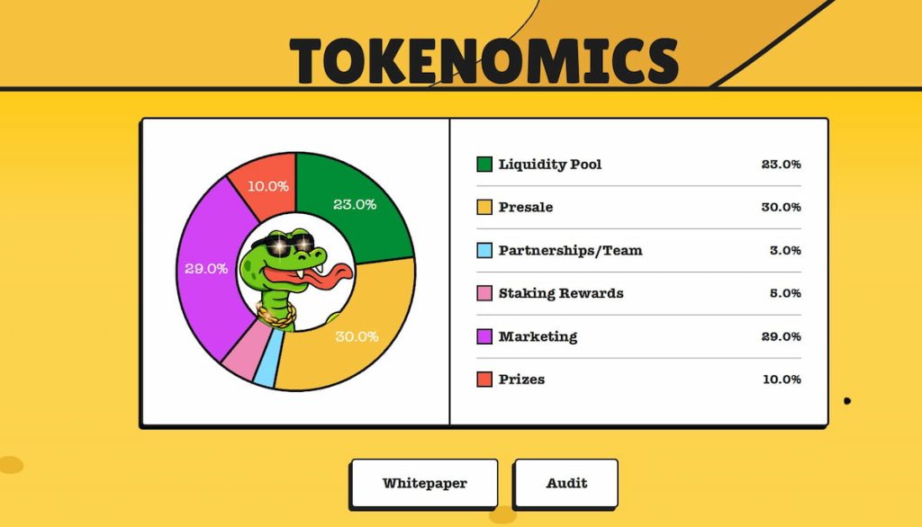 La tokenómica de Snaky Way está pensada para que el proyecto se mantenga viable a lo largo del tiempo