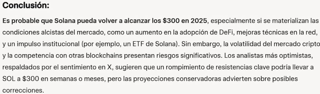 Según Grok, la IA de Elon Musk, Solana podría alcanzar fácilmente los 300 dólares según las condiciones actuales