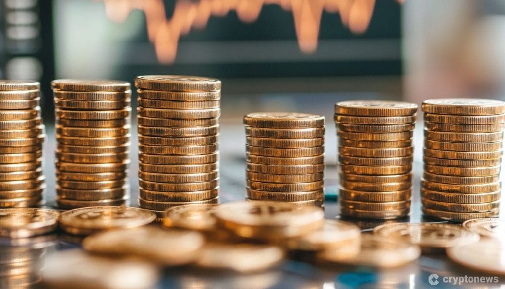 Ethereum kolikoita ja kurssikäyrä.