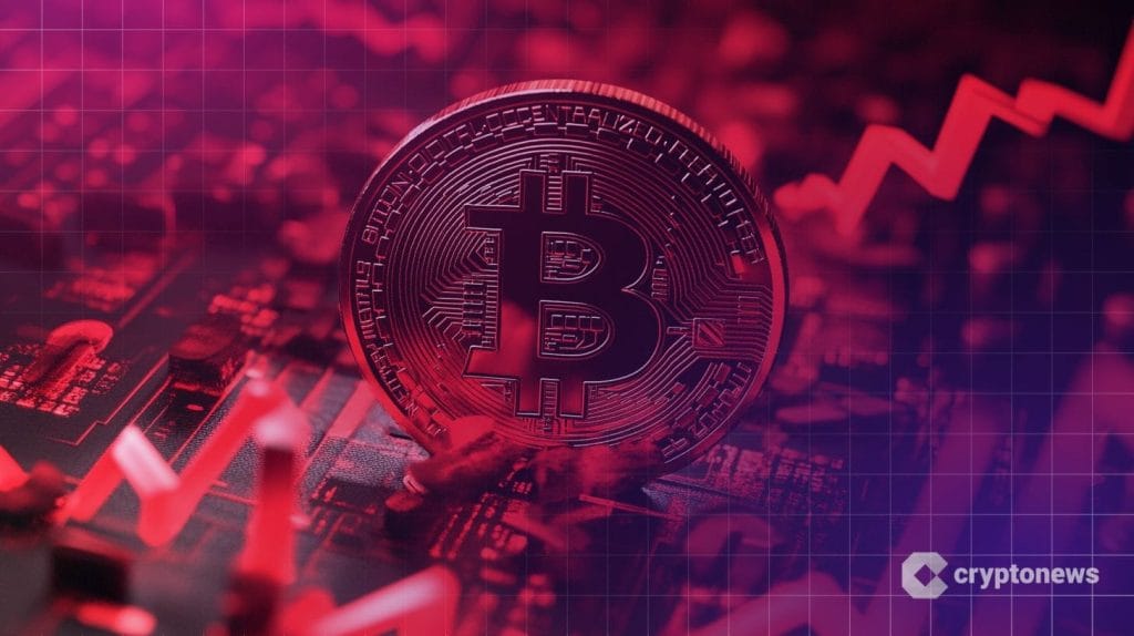 Bitcoin kolikko punaisena