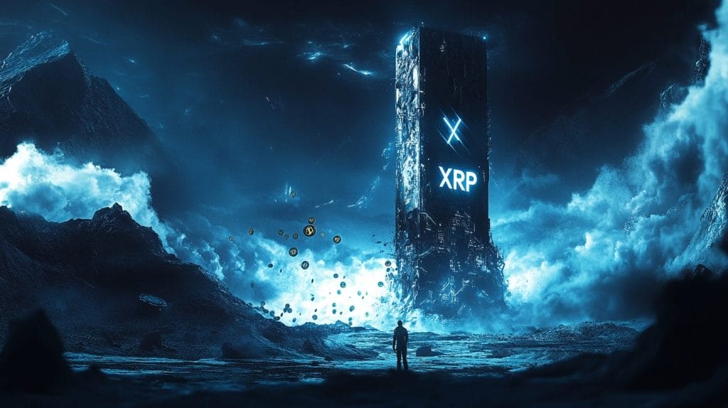 XRP torni romahtaa öisessä maisemassa