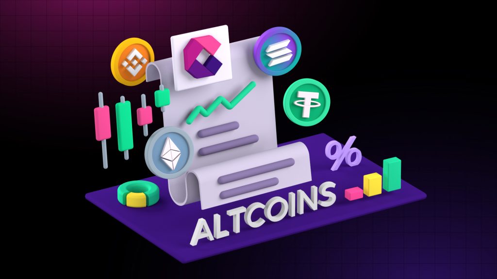 Altcoin näkymät toukokuussa, kuvassa eri altcoin-logoja.