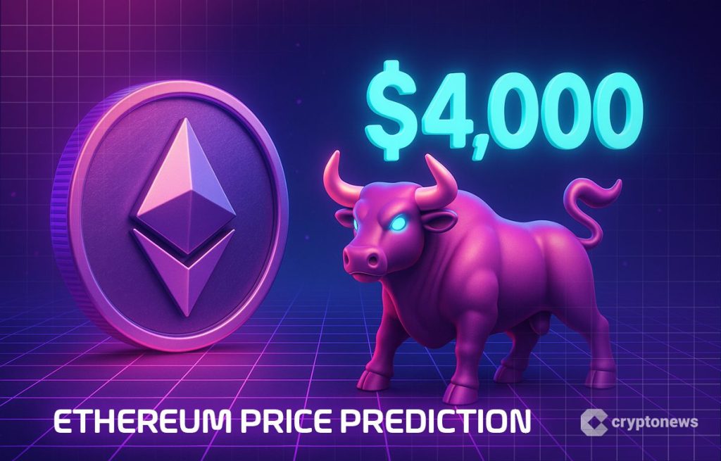 Ethereum logo, härkä ja 10 000 dollaria