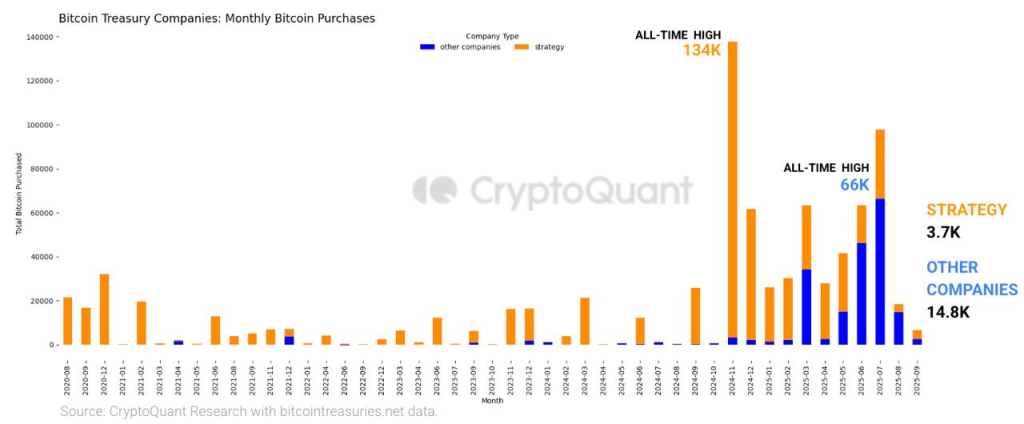 Bitcoin-treasury omistukset 09/2025