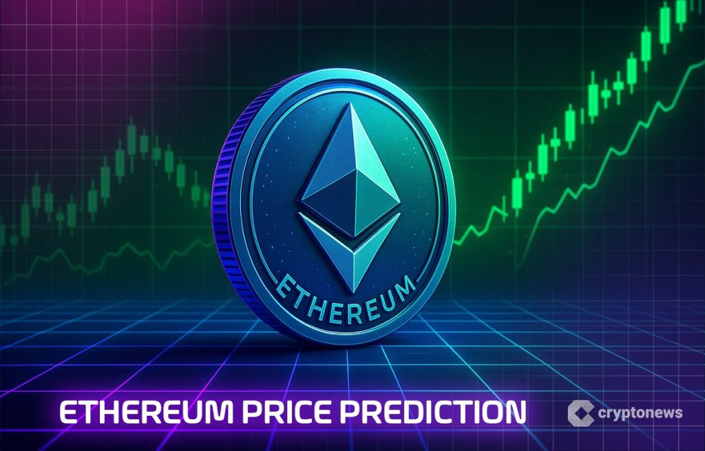 Ethereum hintaennuste, kurssikäyrä ja ETH-kolikko.