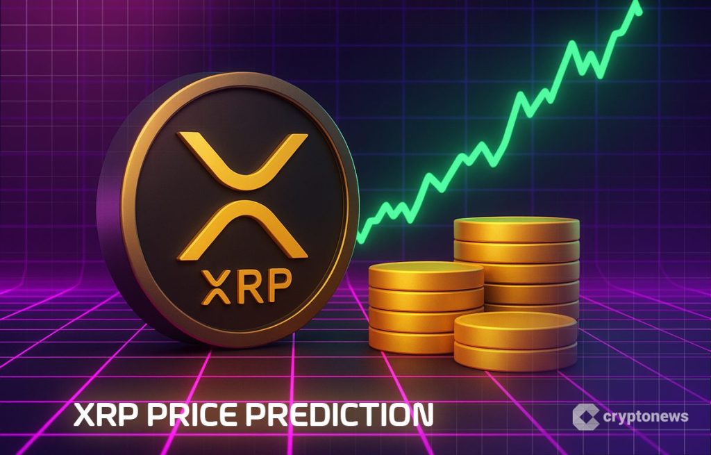 XRP logo, kurssikäyrä ja kolikkokasoja