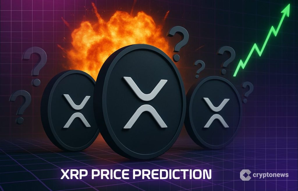 XRP kolikoita ja räjähdys taustalla.