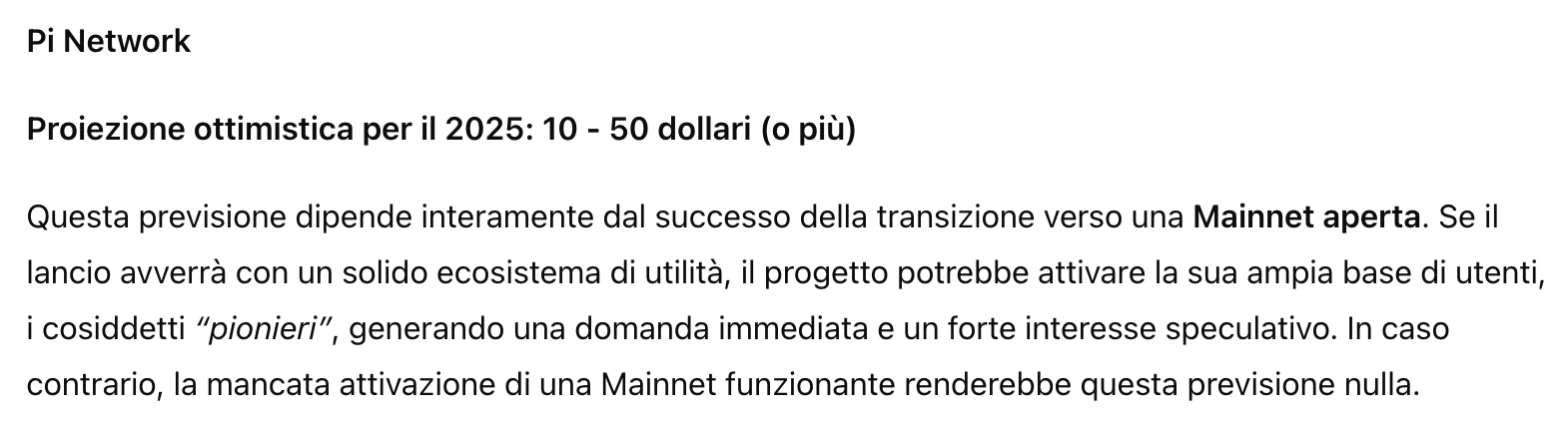 Previsione dell'AI