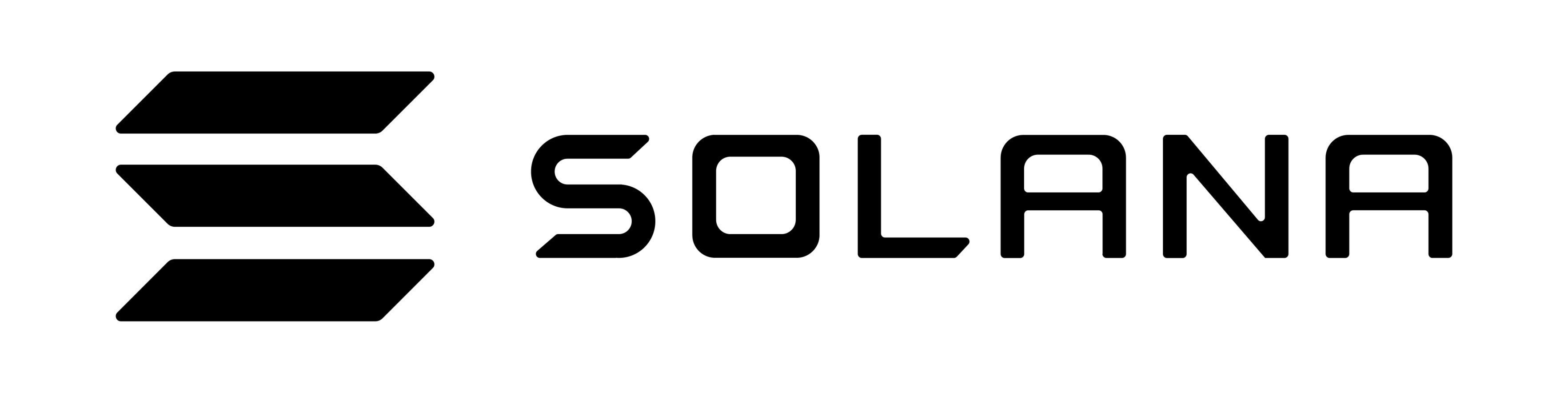 Solana cryptocurrency logo featuring stylized letters in a gradient color scheme.