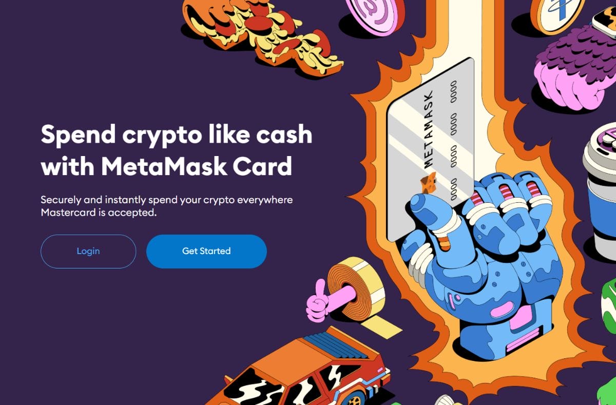 メタマスクカードのウェブサイトのスクリーンショット