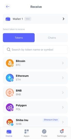 Best Walletアプリの仮想通貨入金画面