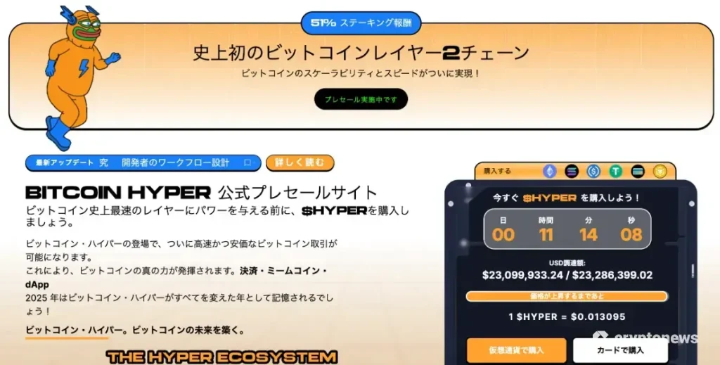 Bitcoin Hyperが2300万ドルを調達