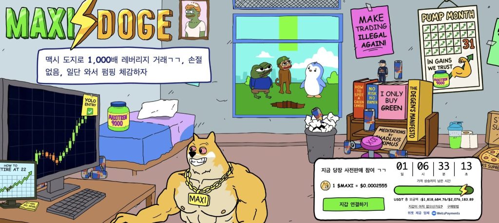 맥시도지 프리세일 웹사이트