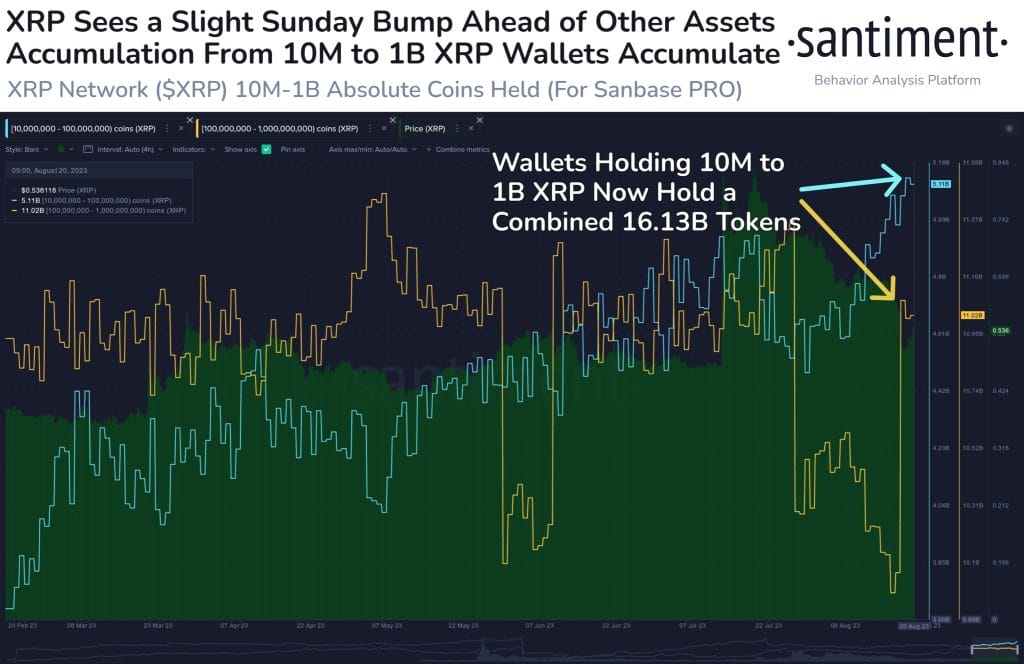 Whales kopen whales recent meer dan 453 miljoen aan XRP - Bron: www.santiment.com