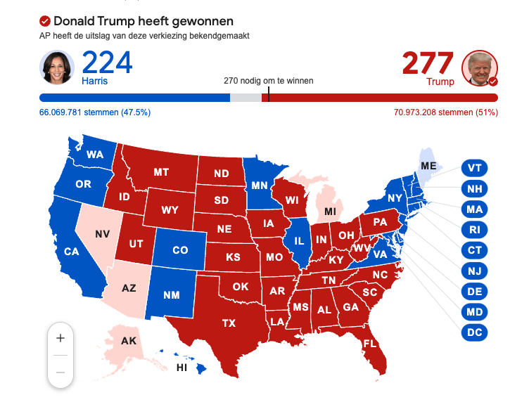 Uitslag Amerikaanse verkiezingen