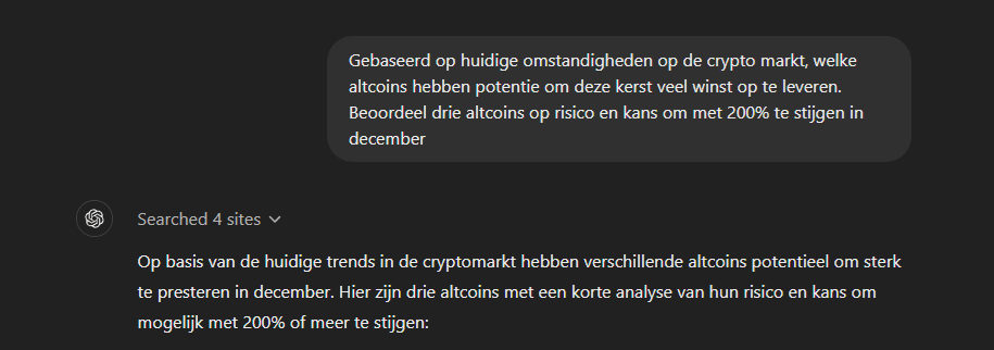 ChatGPT vraag
