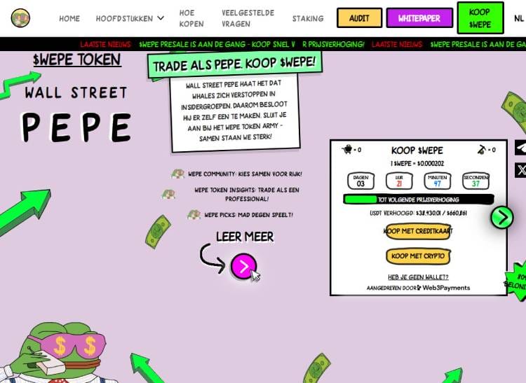 Wall Street Pepe, beste trending crypto coins