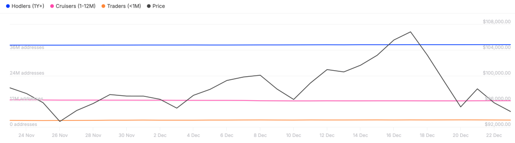 Bitcoin Addresses by Time Held. Source: IntoTheBlock
