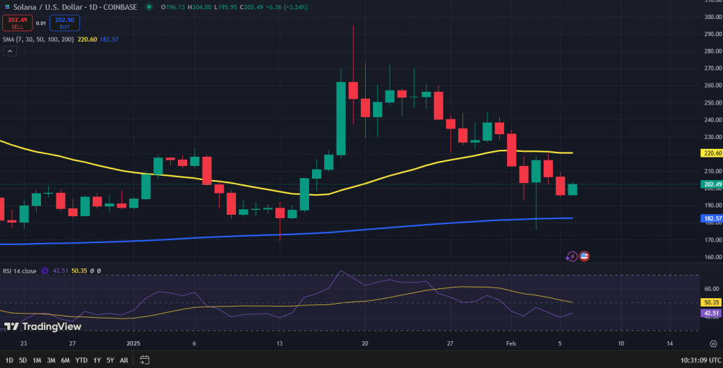 Solana koers grafiek - Bron: TradingView