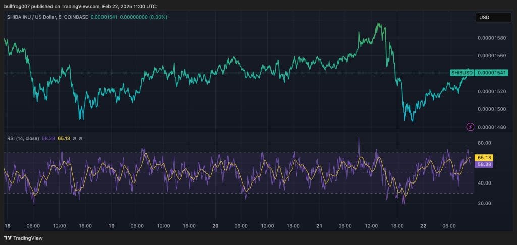 RSI $SHIB nadert de 70 - Bron: TradingView