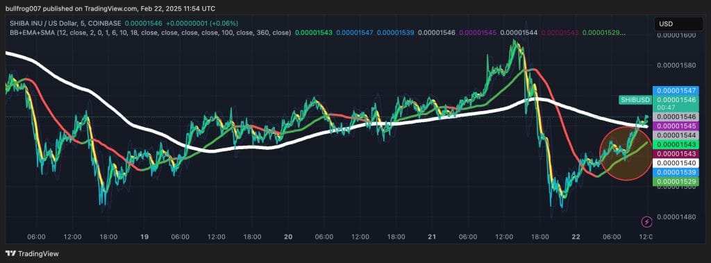 Boilinger Bands Shiba Inu koers - Bron: TradingView