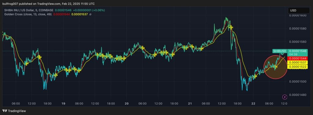Golden Cross Shiba Inu koers - Bron: TradingView