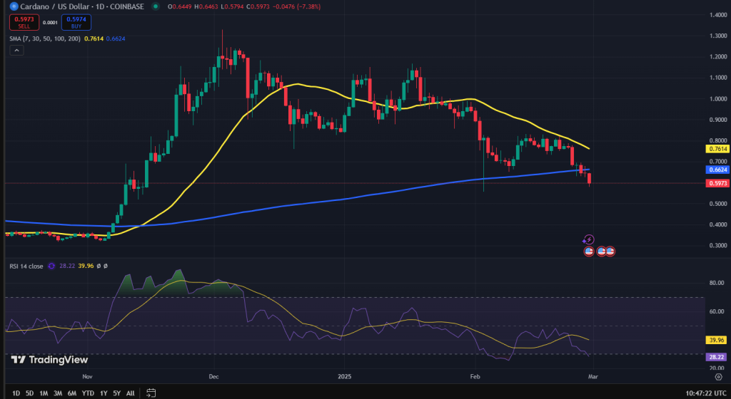 Cardano koers grafiek