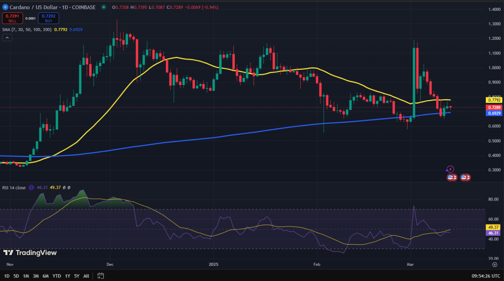 Cardano koers grafiek