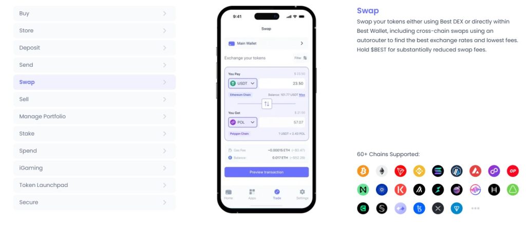 Gebruiksvriendelijke interface van Best Wallet