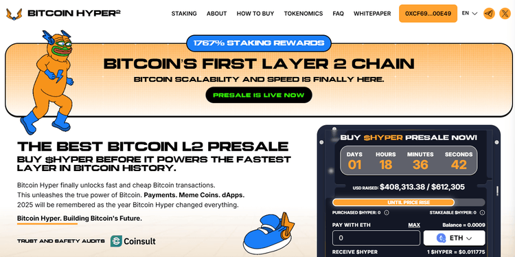 Bitcoin Hyper presale-pagina. Bron: Bitcoin Hyper