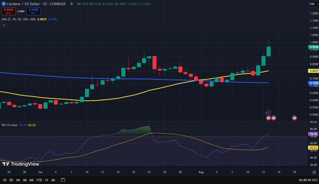 Cardano koers grafiek