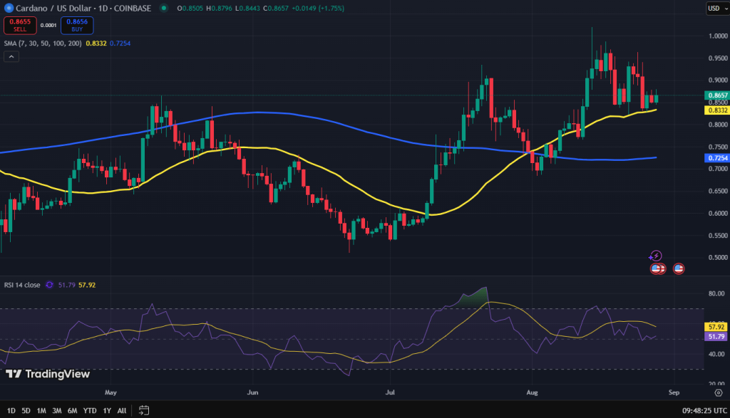 Cardano koers grafiek