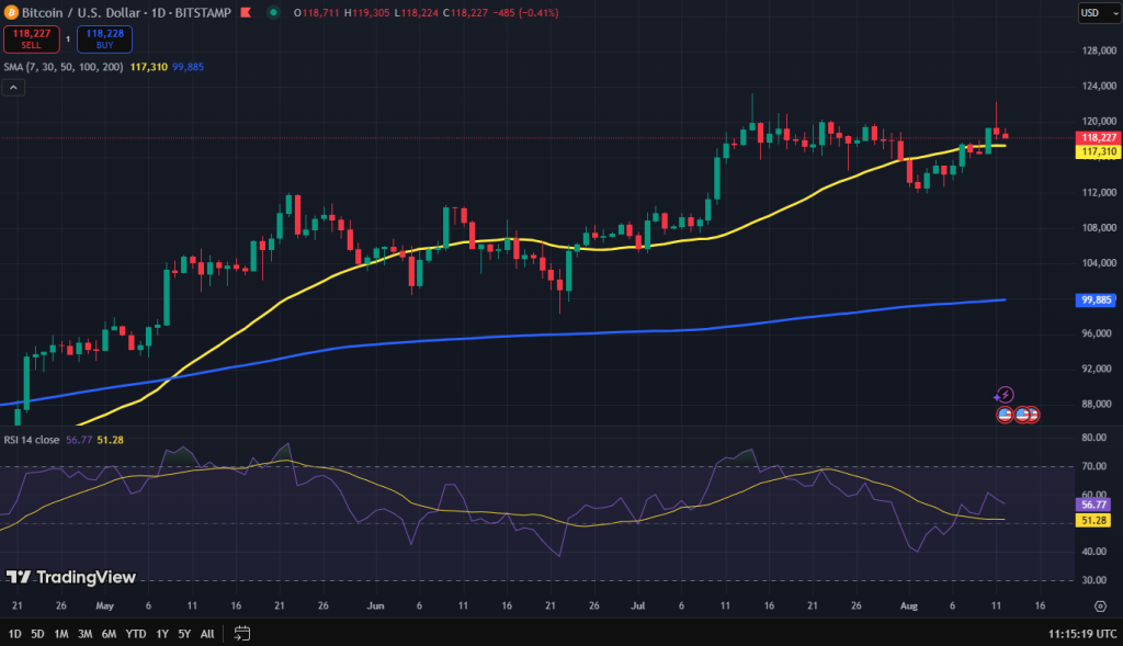 Bitcoin koers grafiek