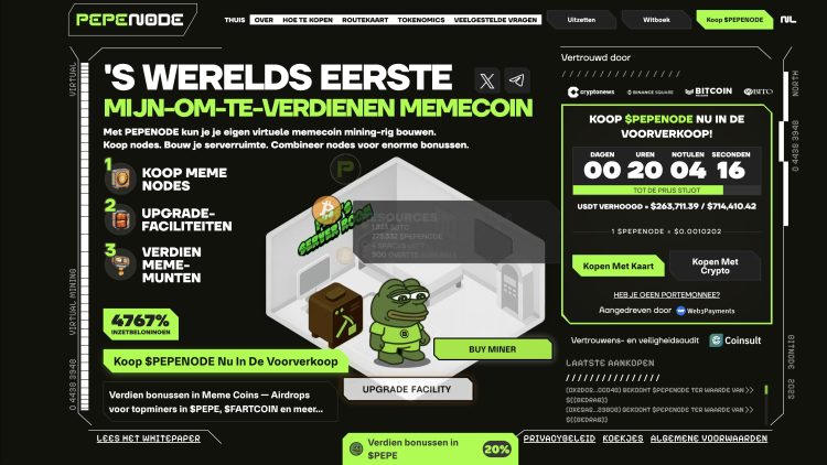 PEPENODE is de nieuwe meme coin van 2025 met veel beloningen.